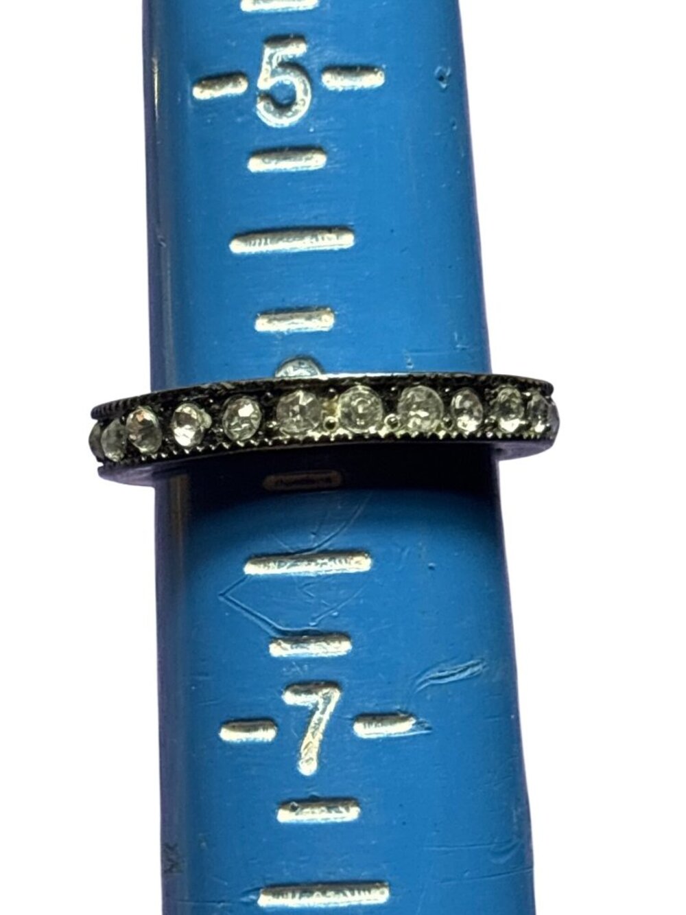 Clear Rhinestone Black Band Ring Size 6